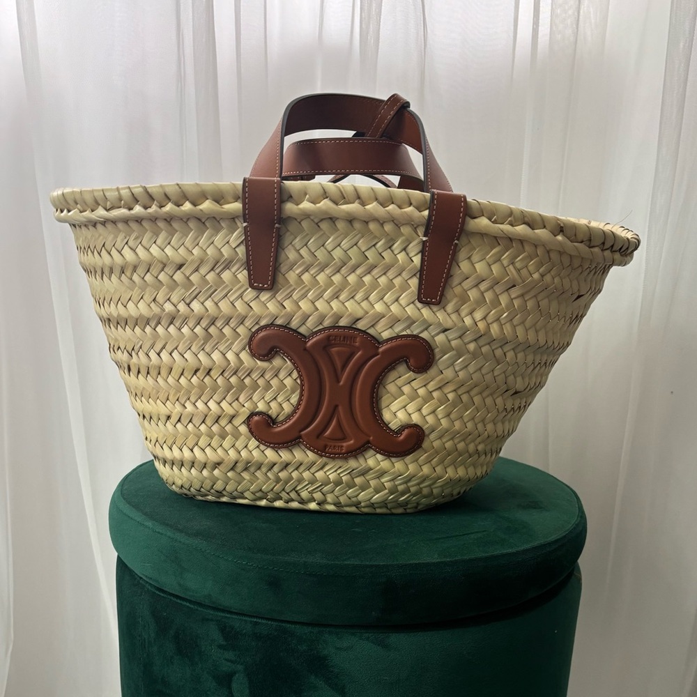 Celine Tan and Brown Straw Tote